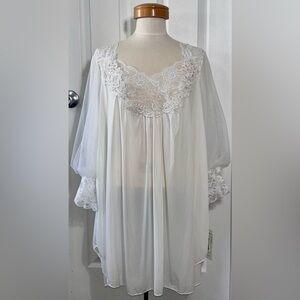 Vintage 90s Delta Burke Sheer Lace Lounge Tunic 1X NWT Boudoir Romantic Chic